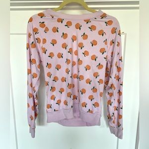 American Eagle Womens Pink With Peaches Long Sleeve Knit Shirt Size S